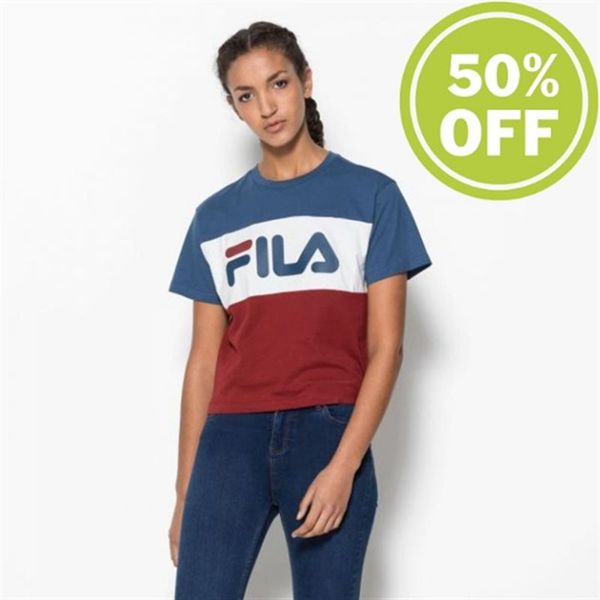 Fila Allison Tee Crew Neck Shirt Women's Tee - Blue/Red/White,NZ 265-9368